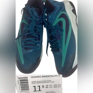 Nike Sneakers Basketball Giannis Immortality 3 Men’s Size 11.5 Teal Purple Green